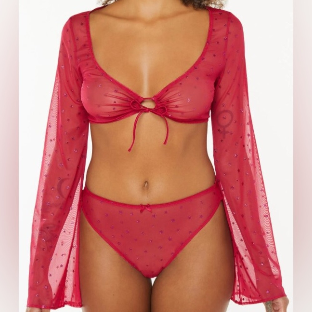 Savage X Fenty Starry Pink Sheer Top